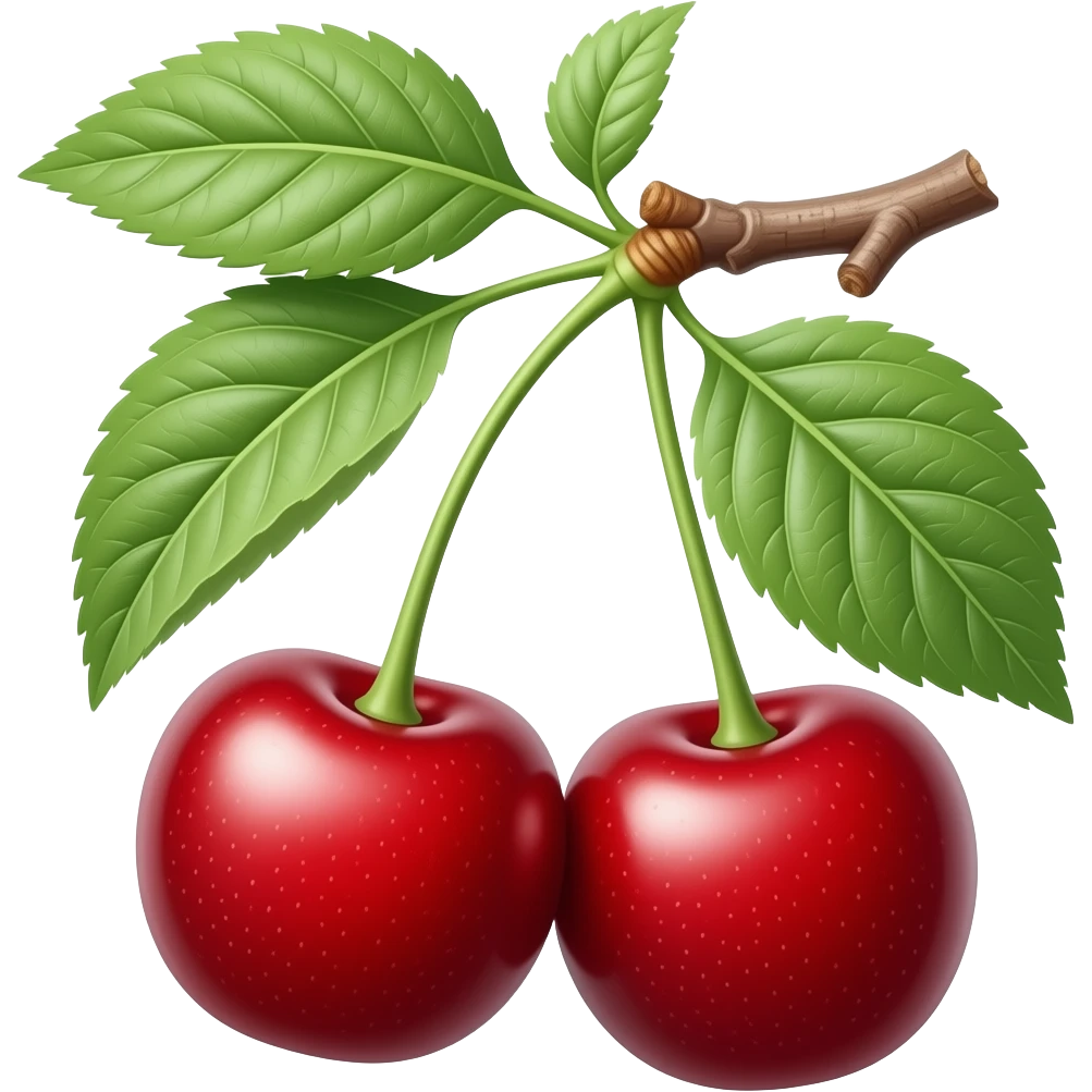 small, fresh early cherries on the tree in spring emoji