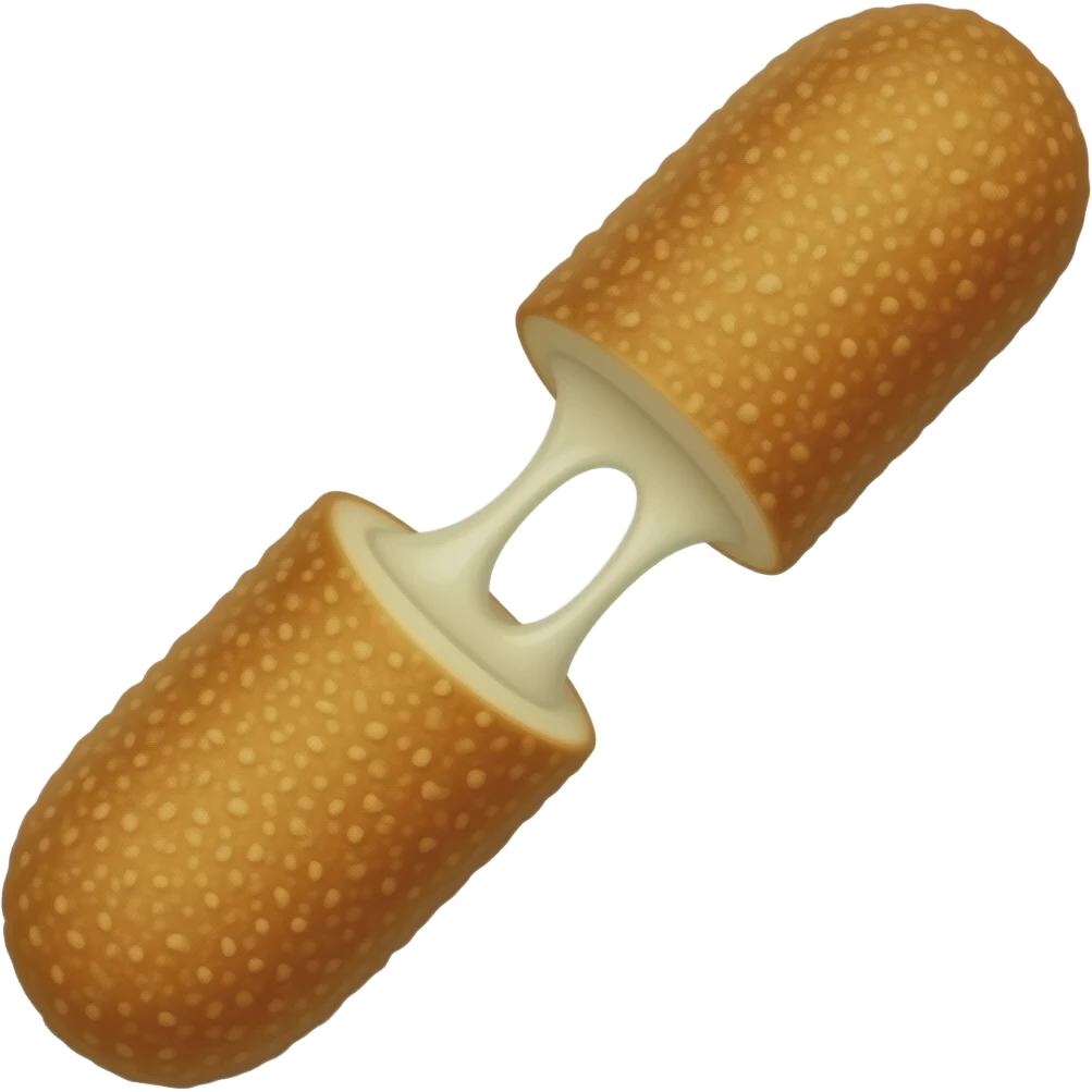 one Mozarella stick cracked on center and cheese streaching emoji