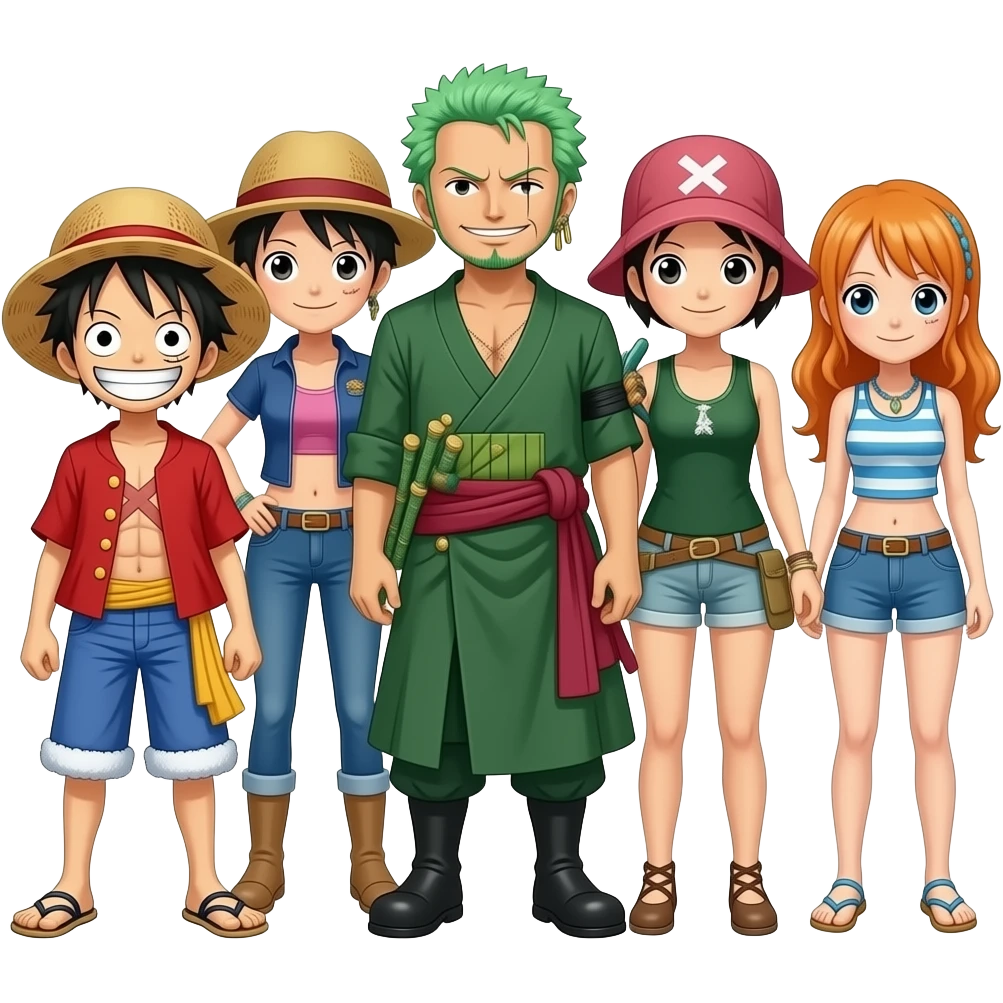 luffy con zoro sanji robin nami emoji