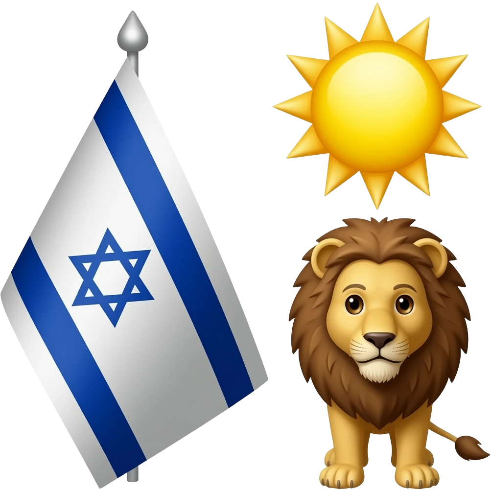 ایموجی پرچم اسراییل در کنار پرچم شیر و خورشید بساز emoji