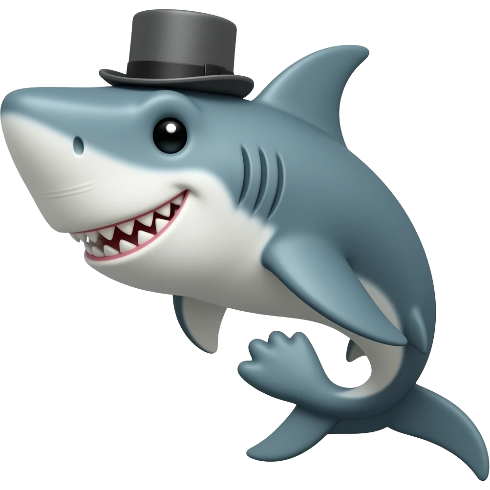 Shark with a top hat emoji