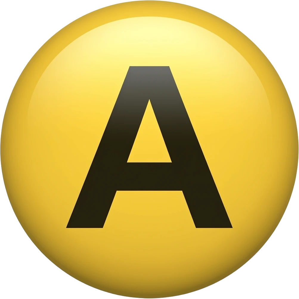 Yellow circle with Lower A inside In black but A must face the left side emoji