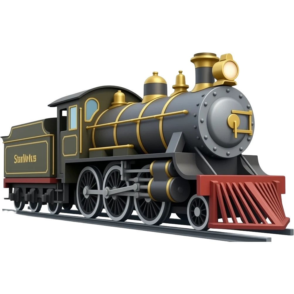 Print text: "Never run out of steam at SteamWorks". Steam train engine with SteamWorks logo.. emoji
