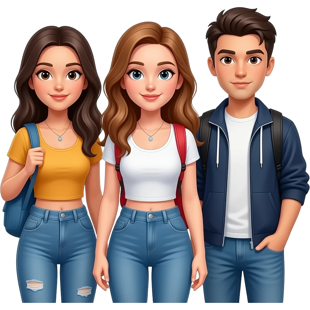 Erstelle ein Portrait von drei sexy Oberkörper  freien männlichen typischen College Studenten, die Oberkörper soll gut mit auf dem Bild zusehen sein. emoji