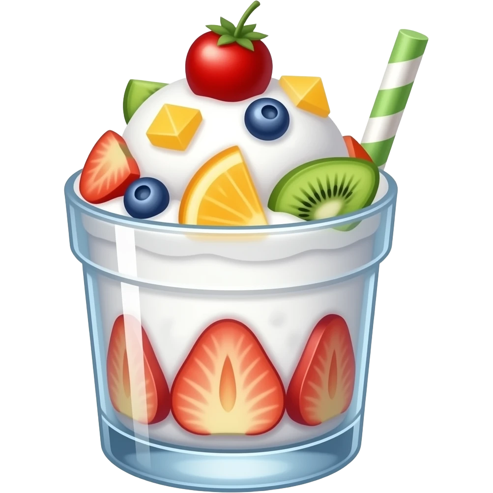 Shaved Ice Fresh Fruit pieces in cup emoji