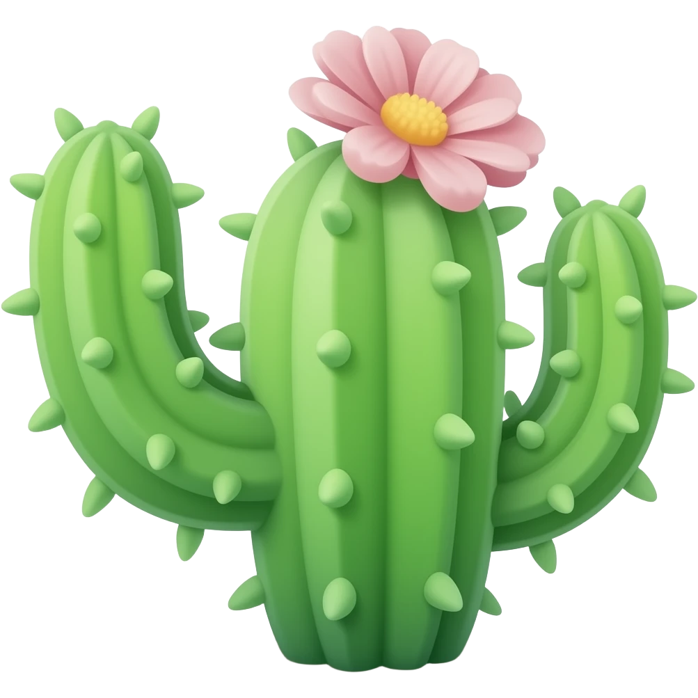 green cacti with a pink flower emoji