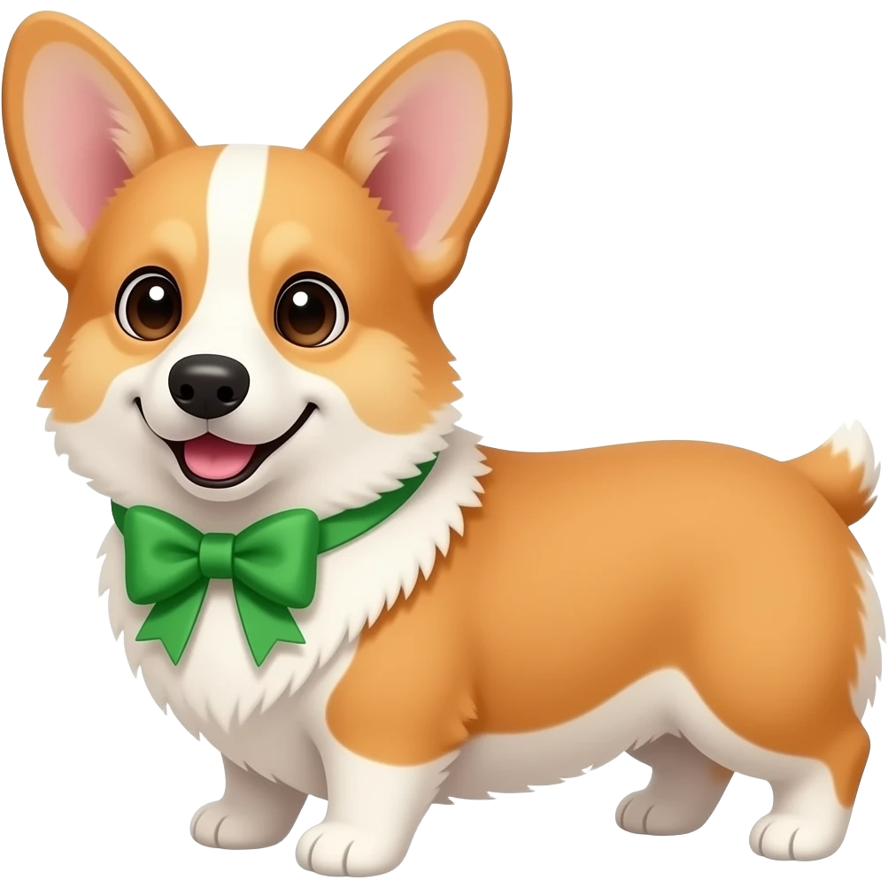 Corgi with green bow, half body emoji