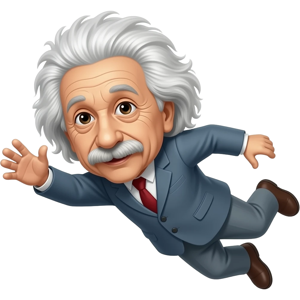 Albert Einstein falling from the sky emoji