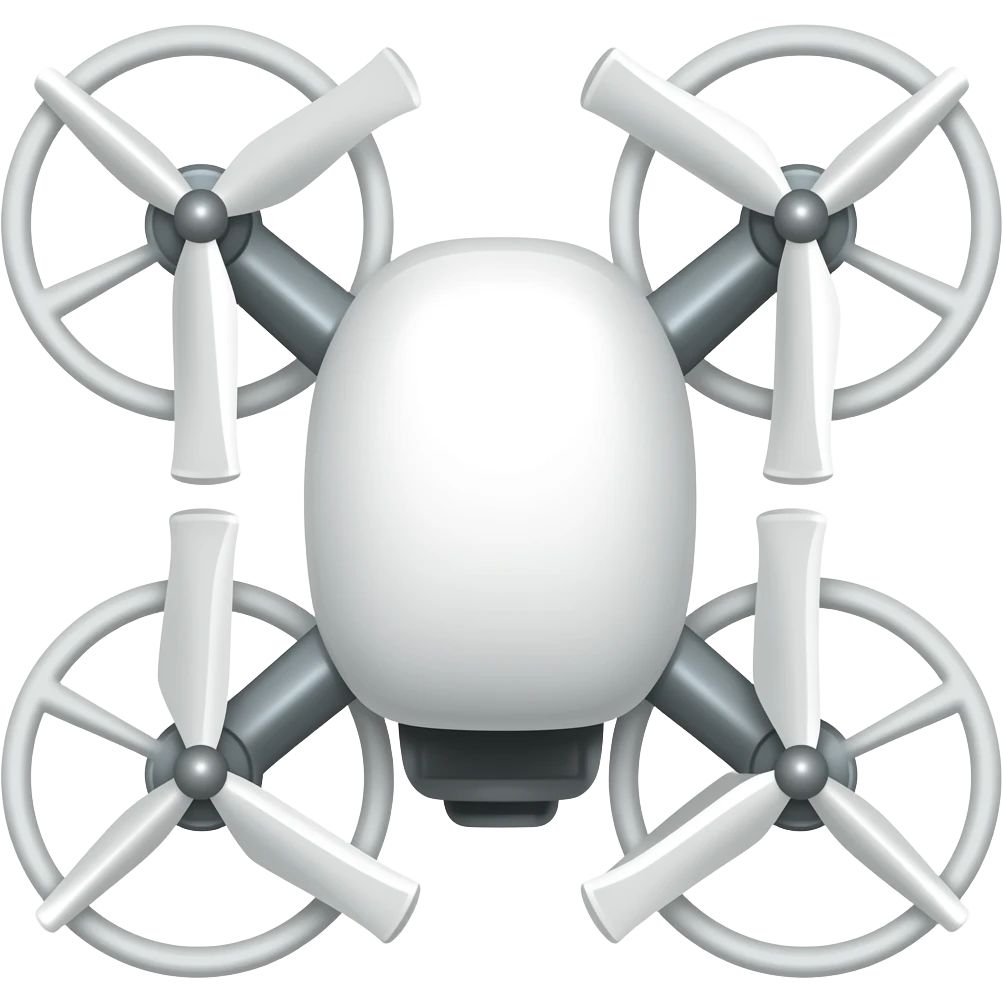 white quadcopter drone with no logos, brands, or words of any kind that is legible even at 18x18 pixel size and visually distinctive from all other emoji published in Unicode emoji