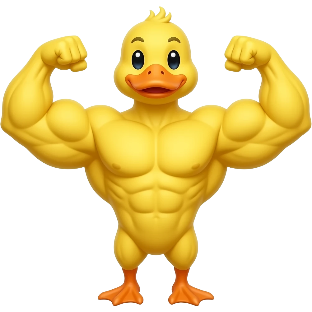 Bodybuilder yellow duck emoji