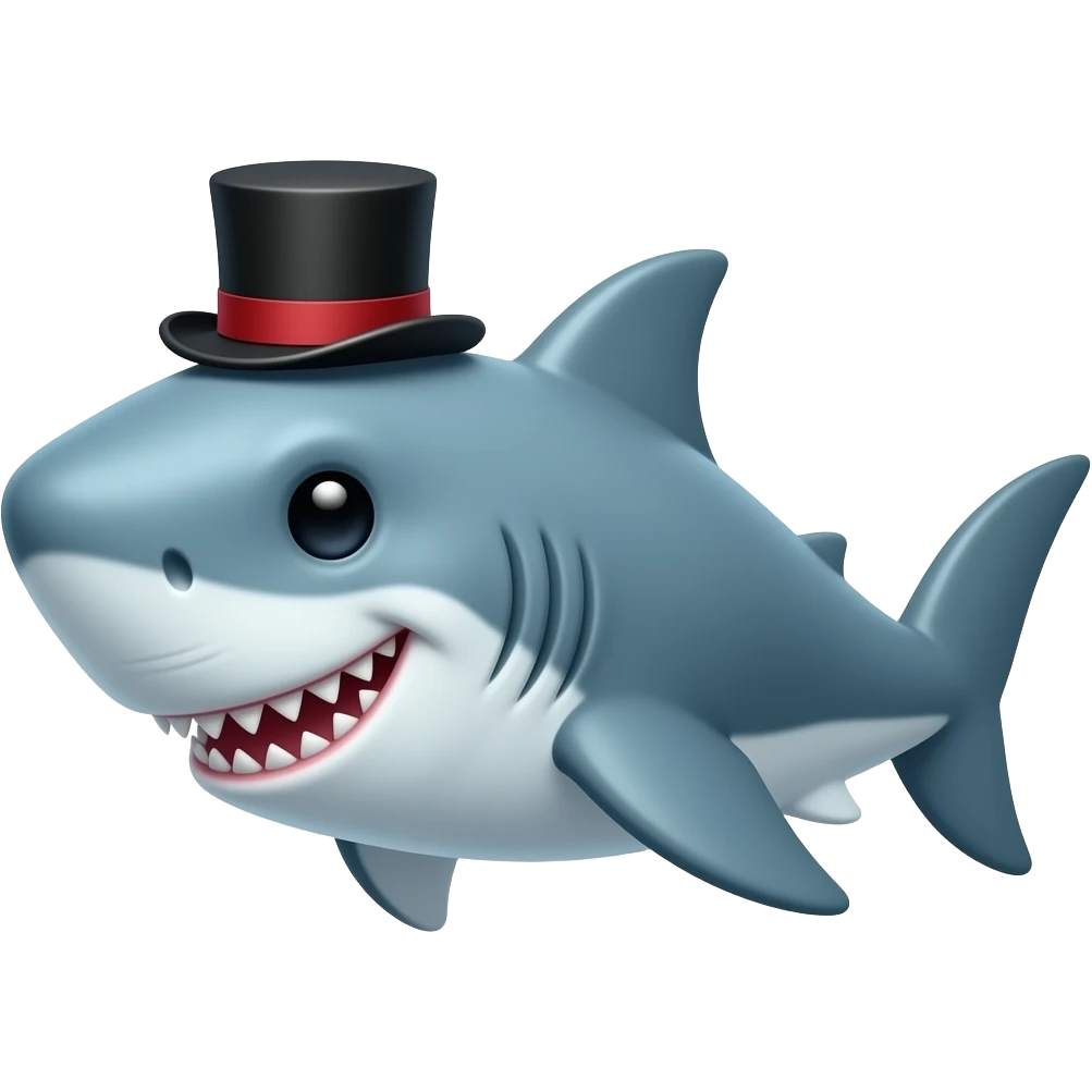 Shark with a top hat emoji