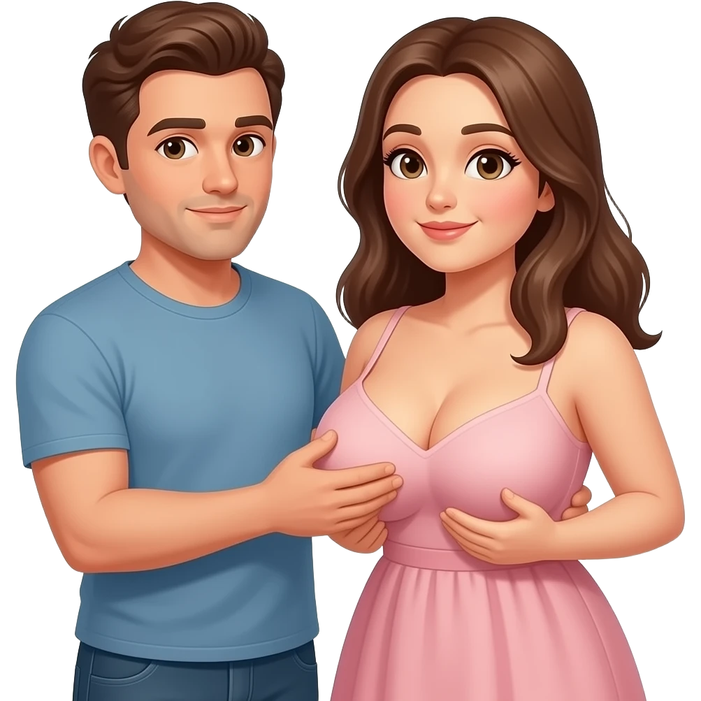 男人愛撫大胸女性的乳房 emoji