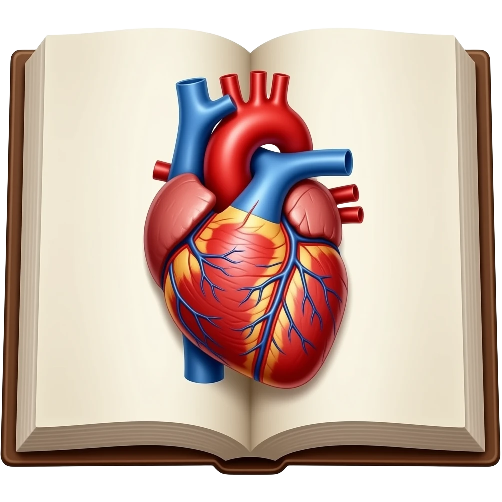 book with anatomic heart coming out of the page emoji