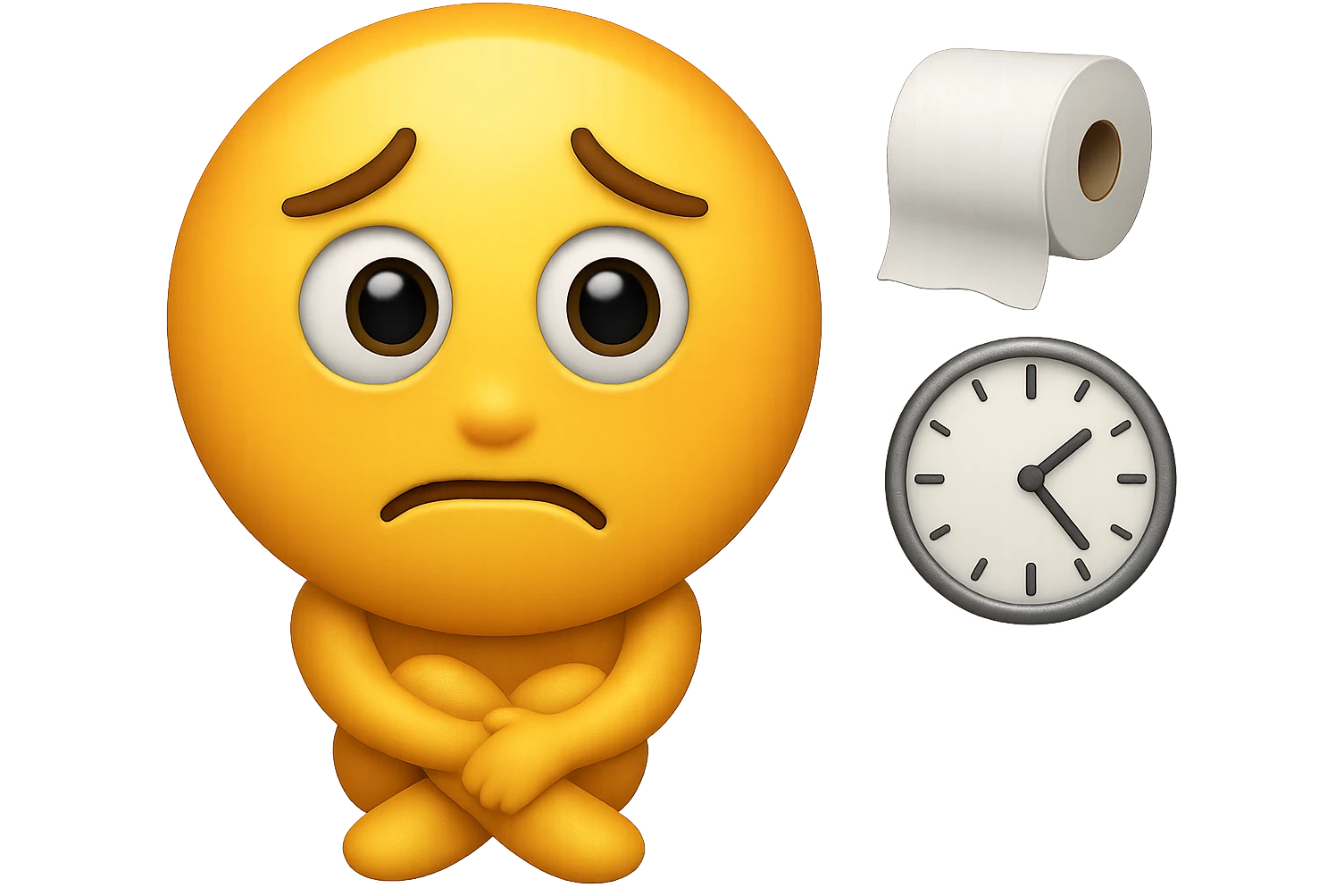emoji stile iphone che riguarda l'argomento "stipsi/andrò al bagno oggi?", iperrealistico 4k emoji