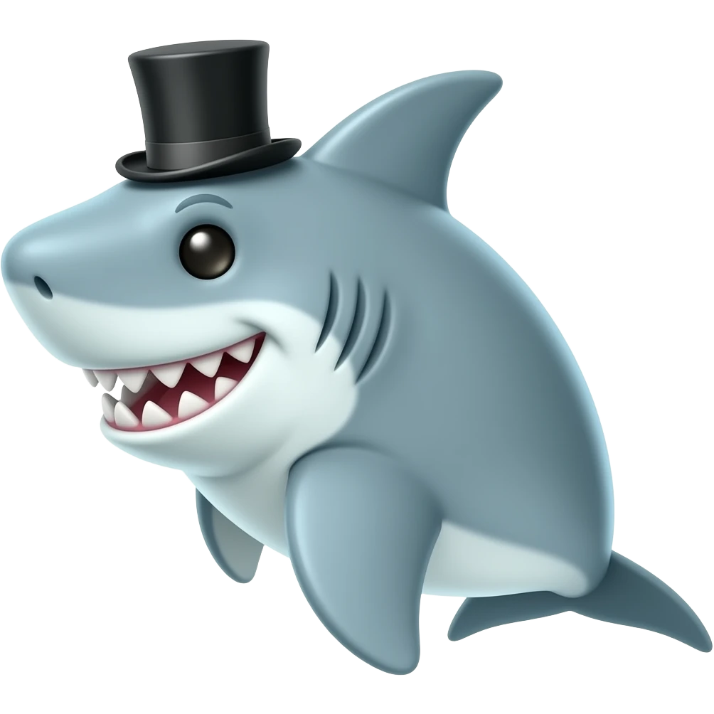 Shark with a top hat emoji