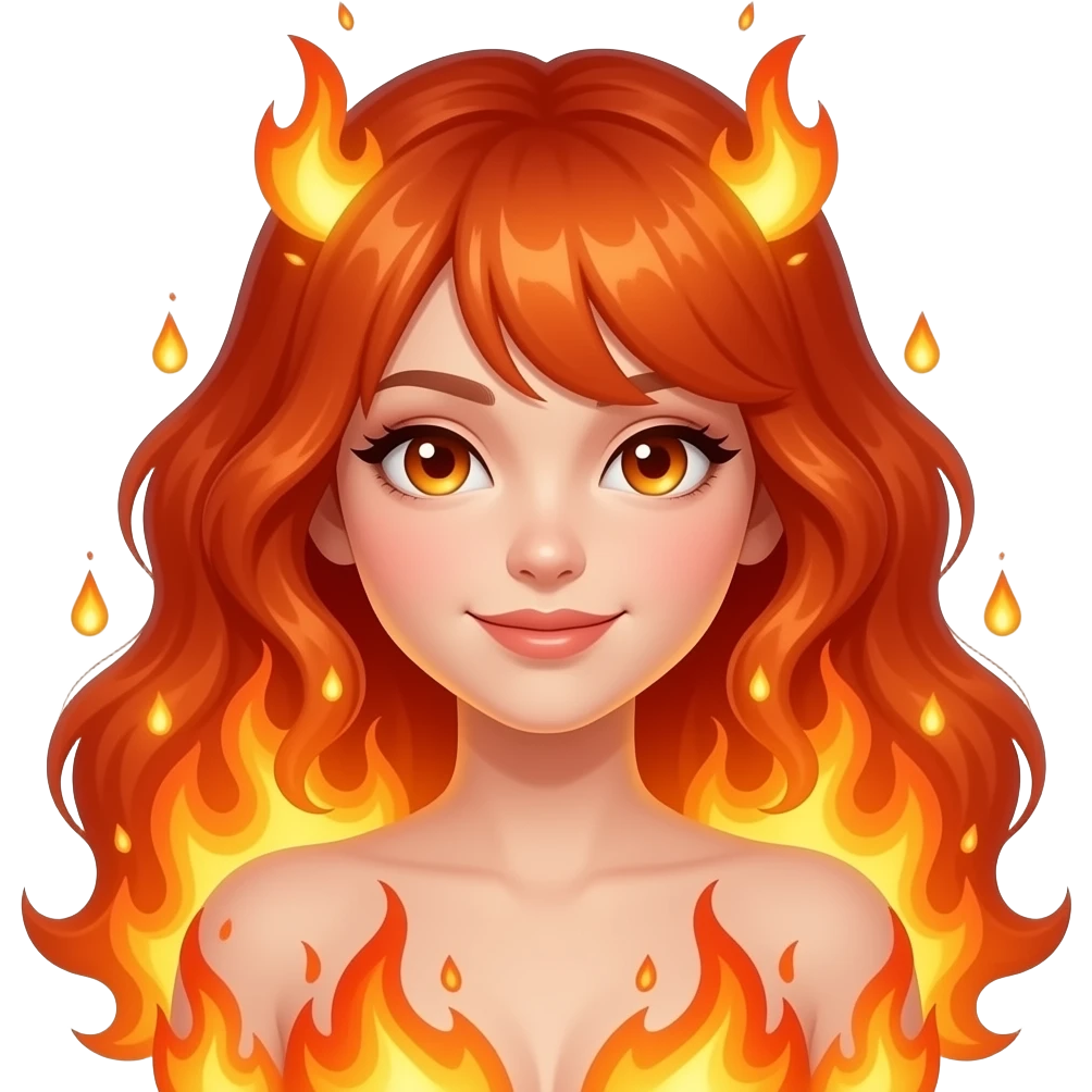 glittery fire girl emoji