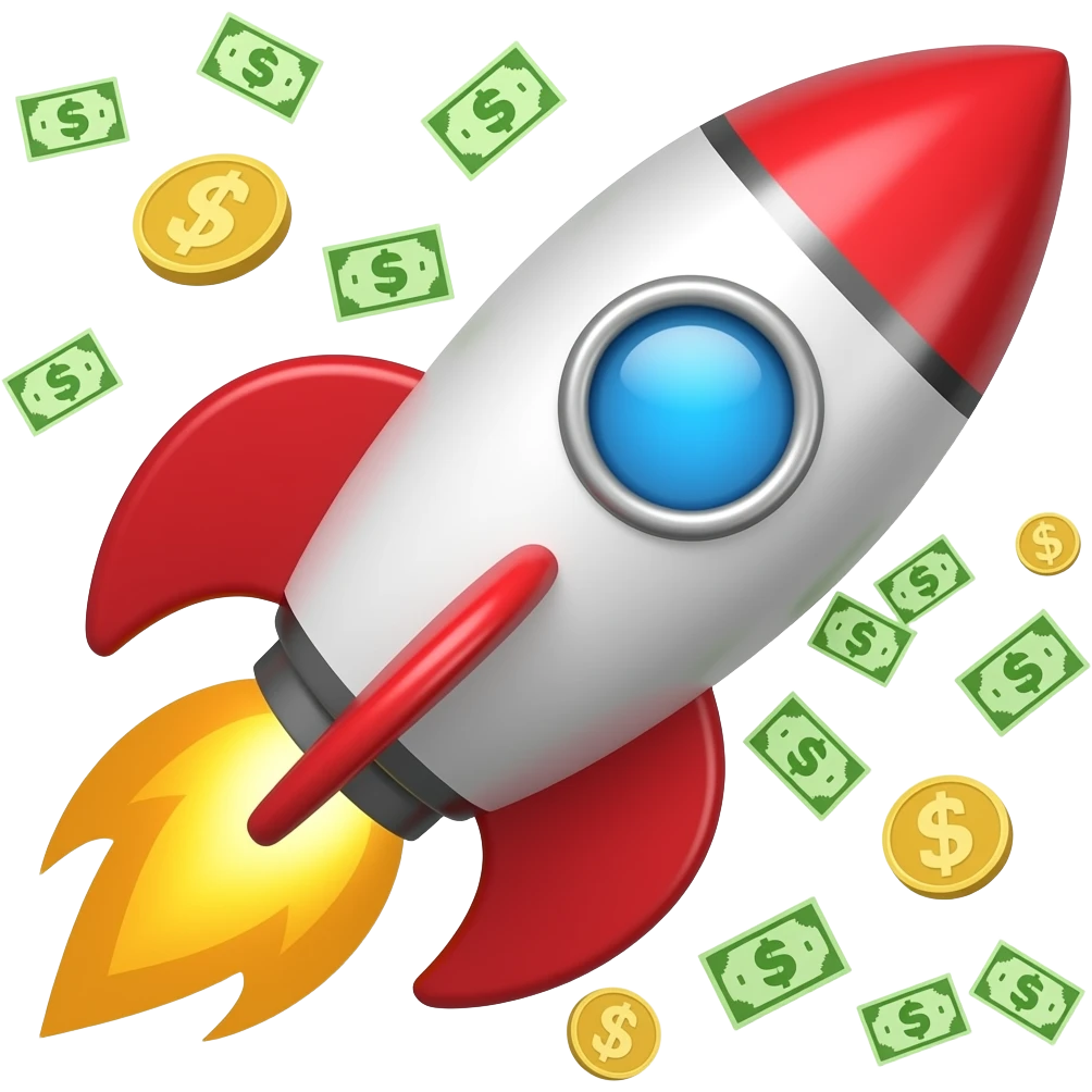 money and profit growth rocket emoji