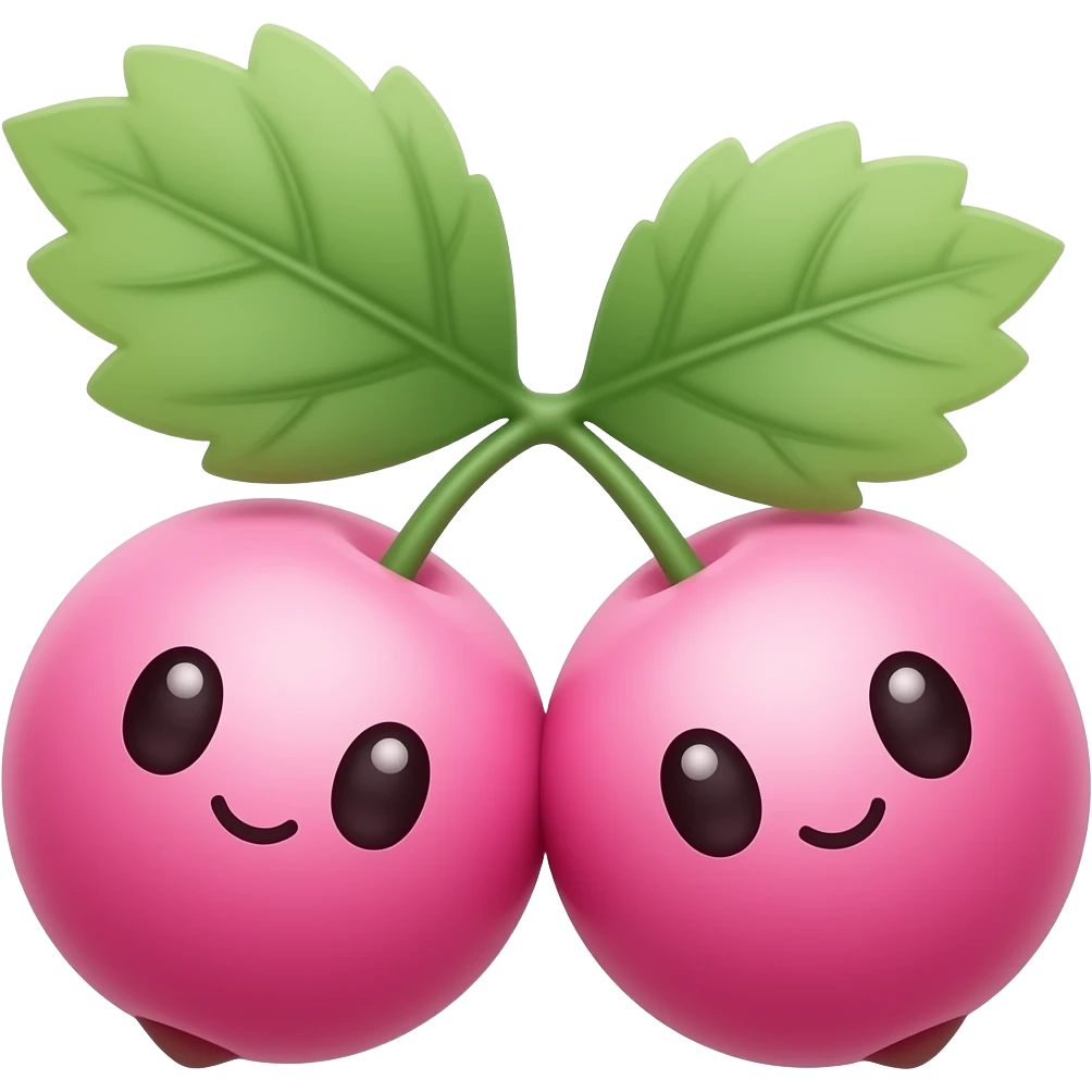 Baies roses avec des yeux mignons emoji