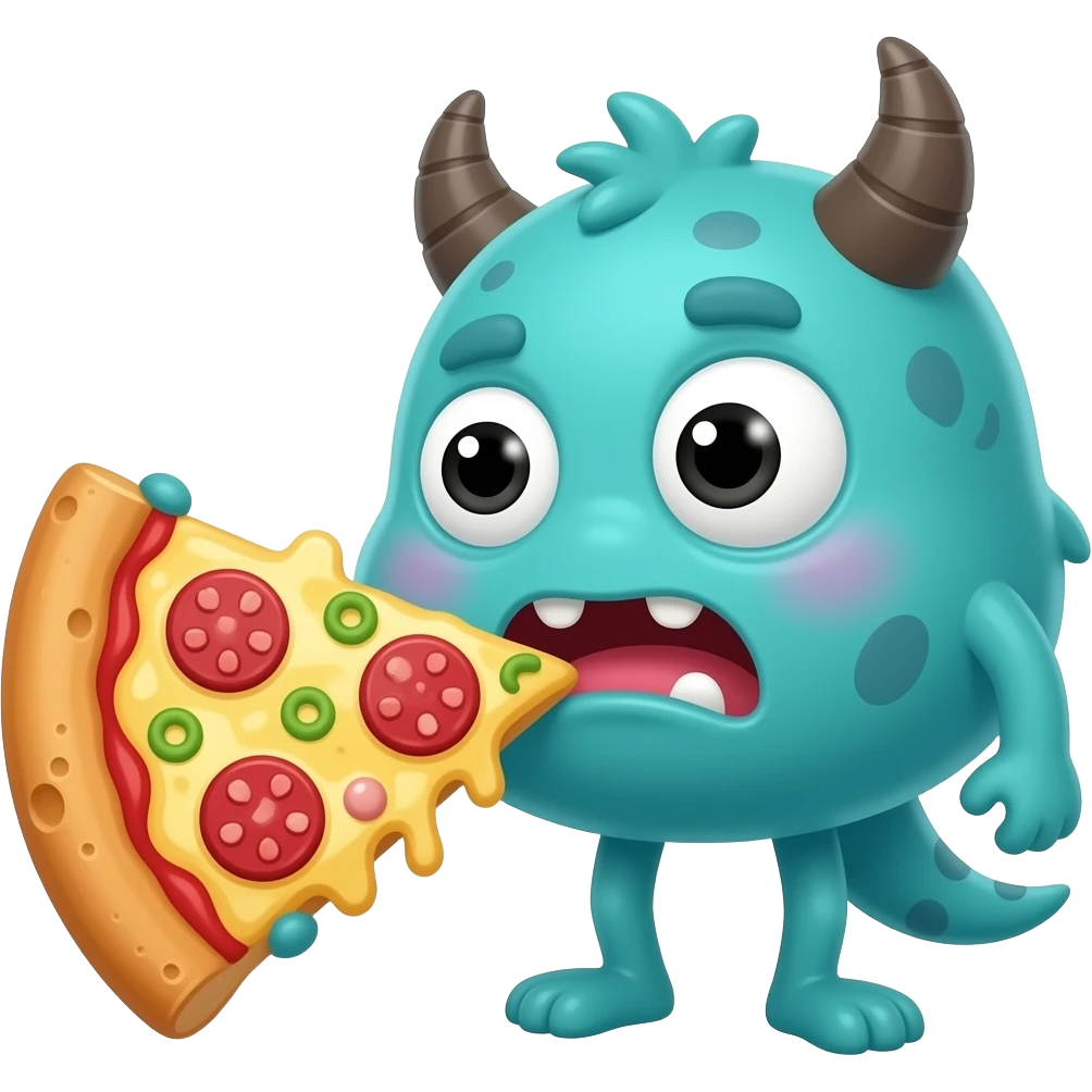 cartoon monster farting on a pizza emoji