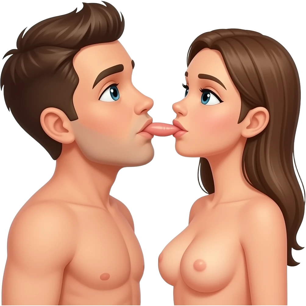 Naked woman sucking a guys erect penis emoji