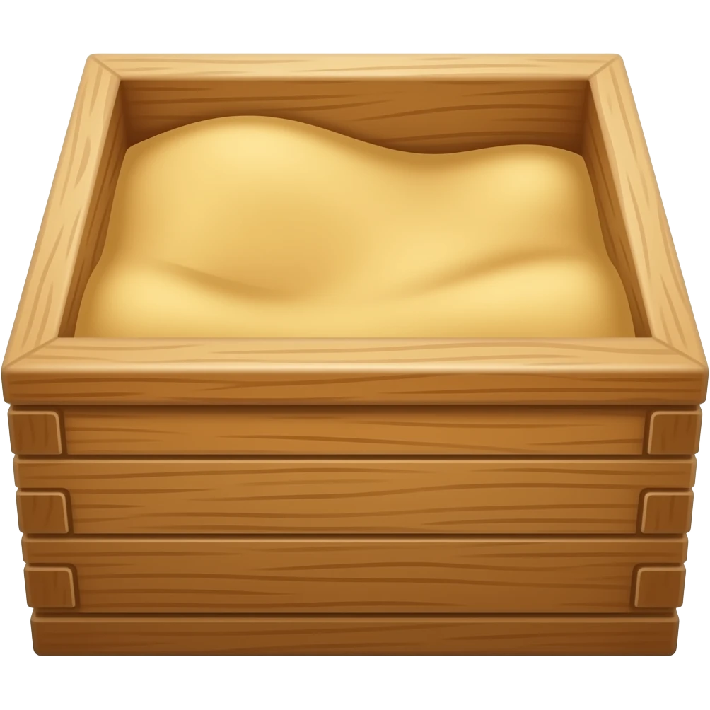 wooden box of mdf, single pannels filled with wet sand emoji