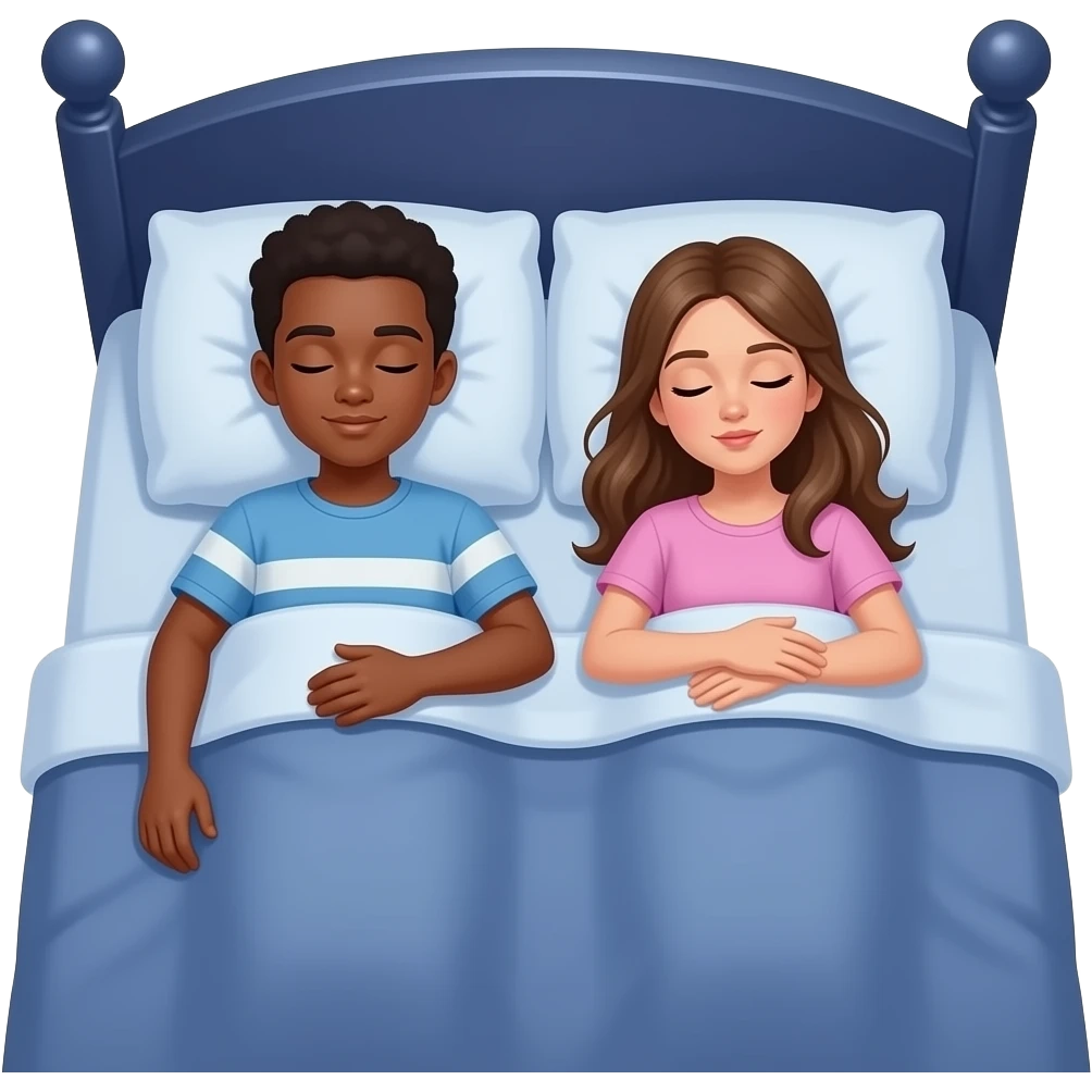 Темнокожий парень и белая девушка спят вместе emoji