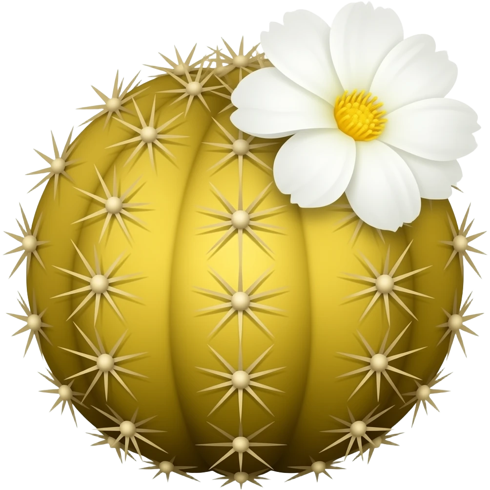 golden cactus with white flower emoji