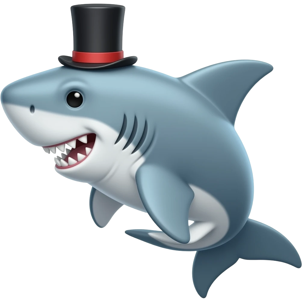 Shark with a top hat emoji
