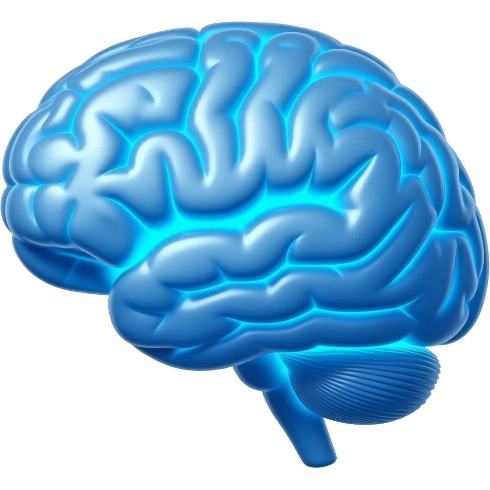 technologic brain with blue light, high tech emoji