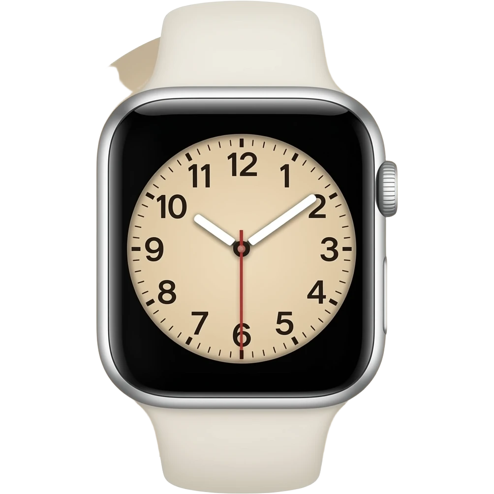 beige apple watch with beige clock face emoji