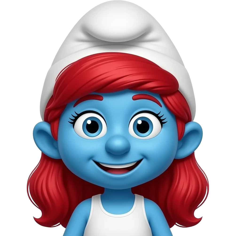 Crea Pitufina de los pitufos azul con pelo rojo emoji