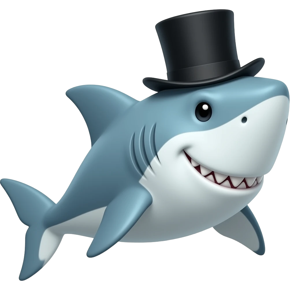 Shark with a top hat emoji