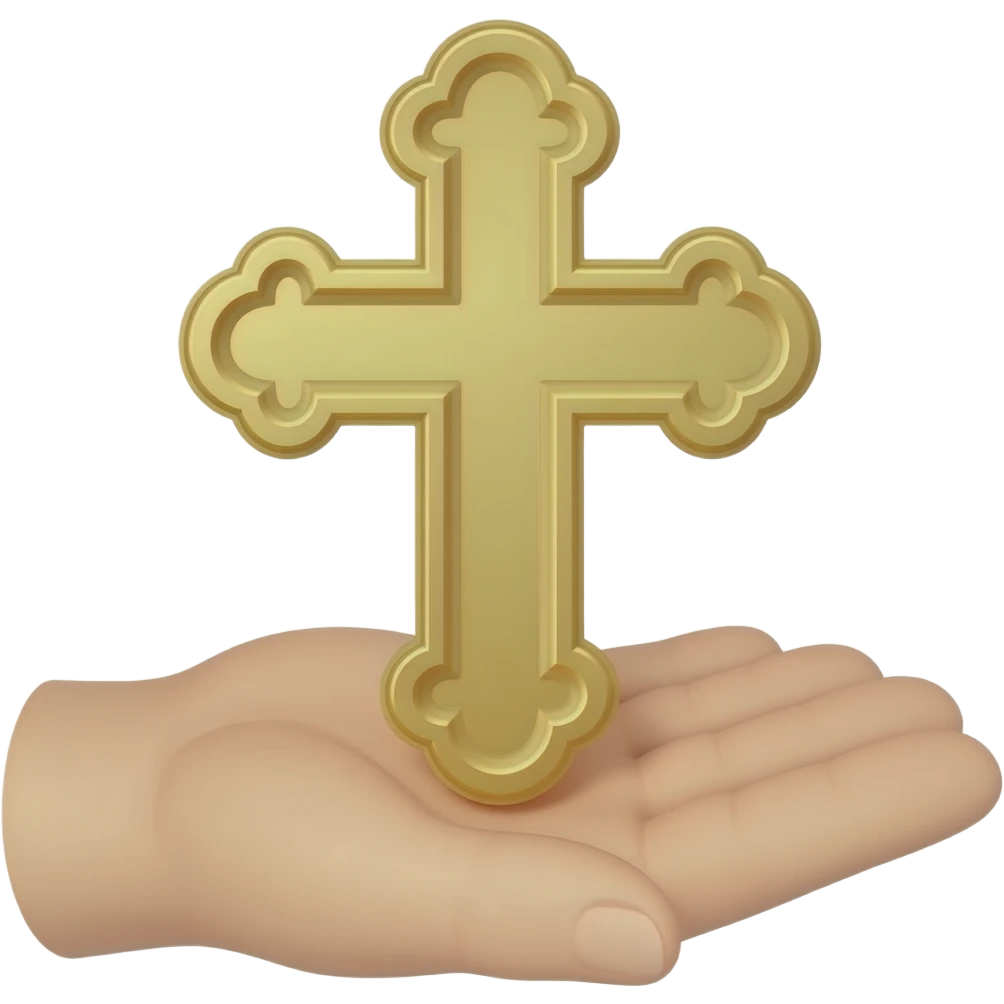 Hand holding Greek Orthodox cross emoji