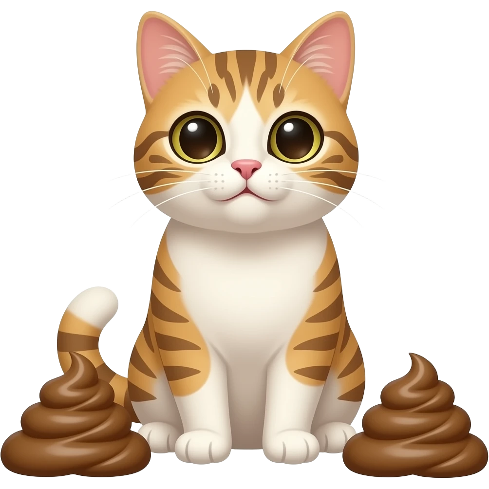 Un gato con ojos de popo emoji