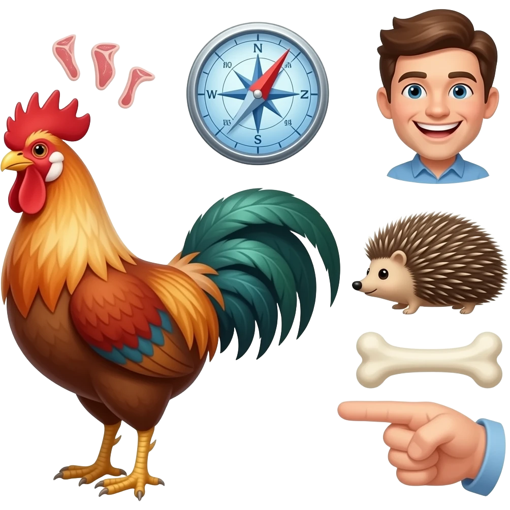 🐓🧭🪈🍖🍖🍖🍖🦔😅🫲 emoji