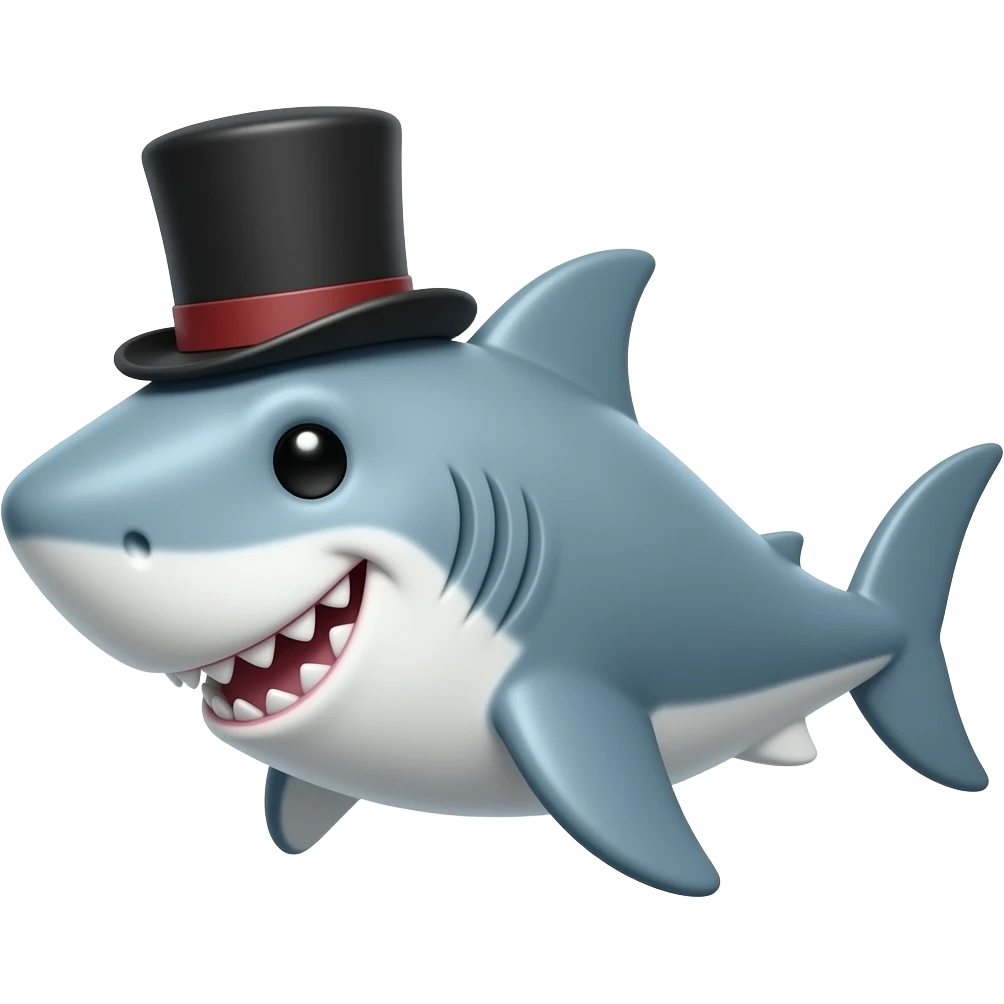 Shark with a top hat emoji