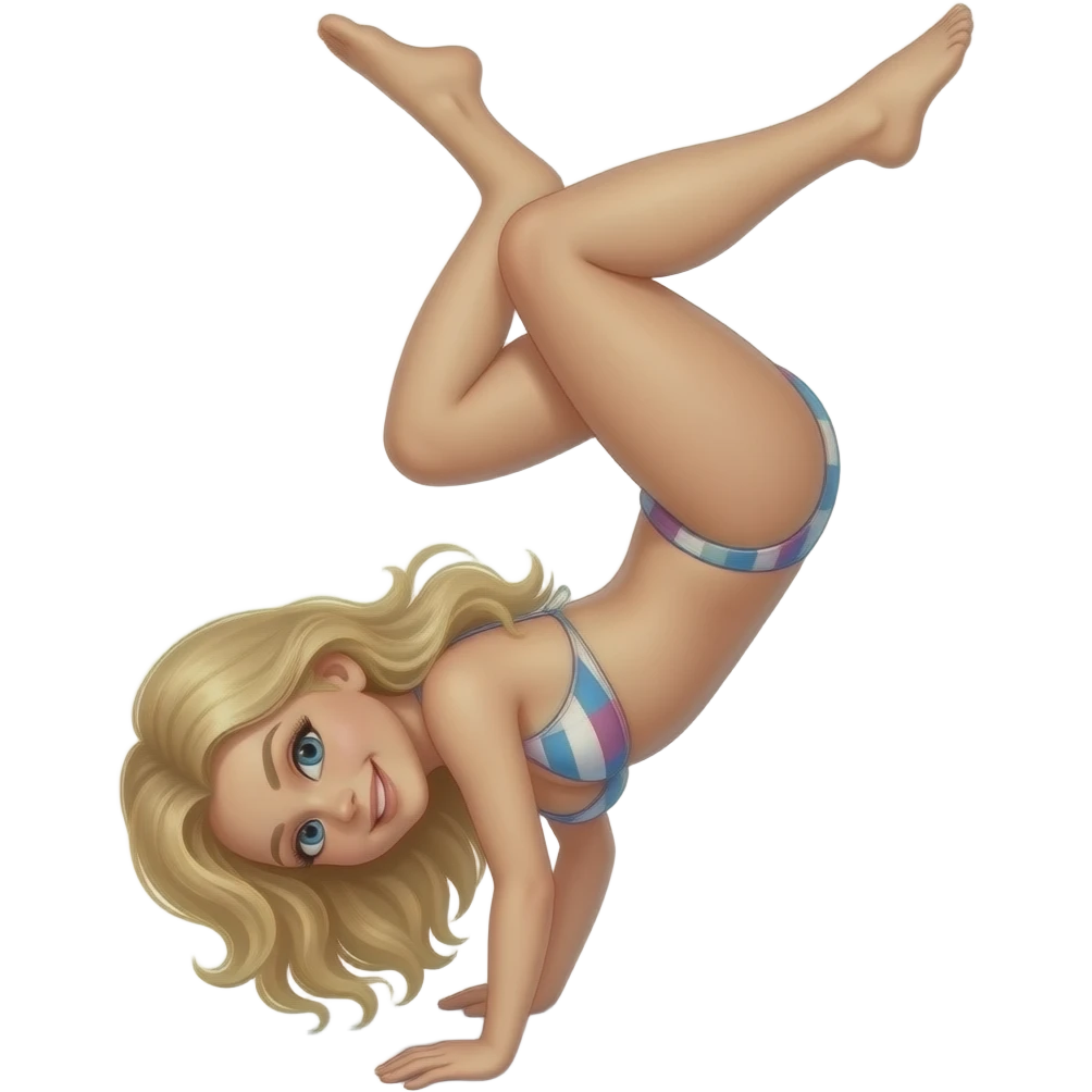 Kate Upton, doing a backflip in a bikini emoji