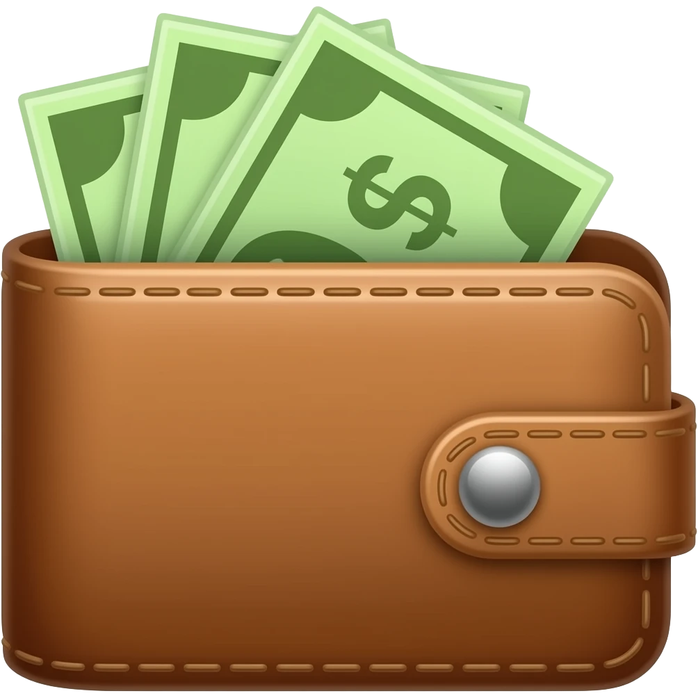 A wallet with money and financial bills, representing financial contribution emoji