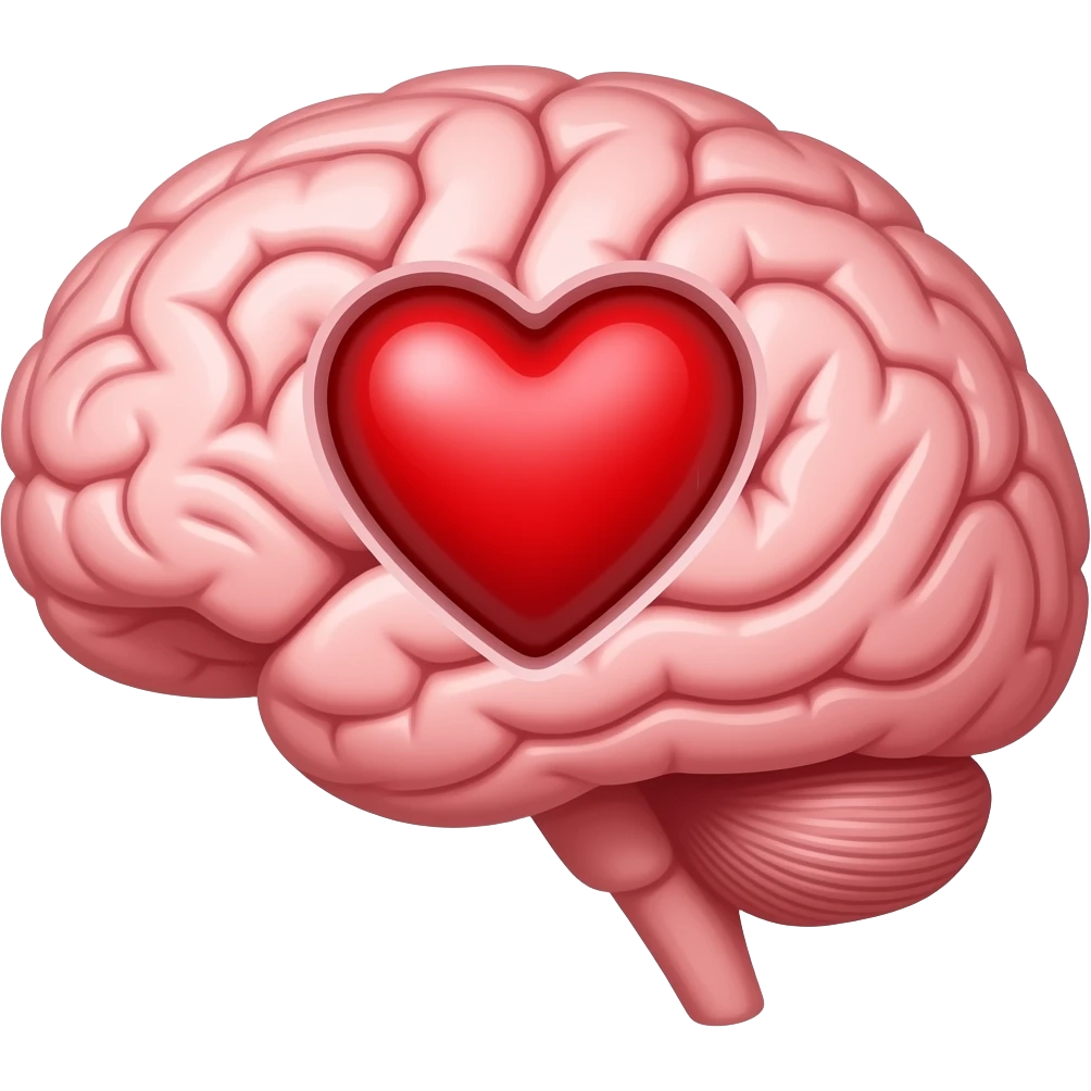 a brain with a heart inside of it emoji