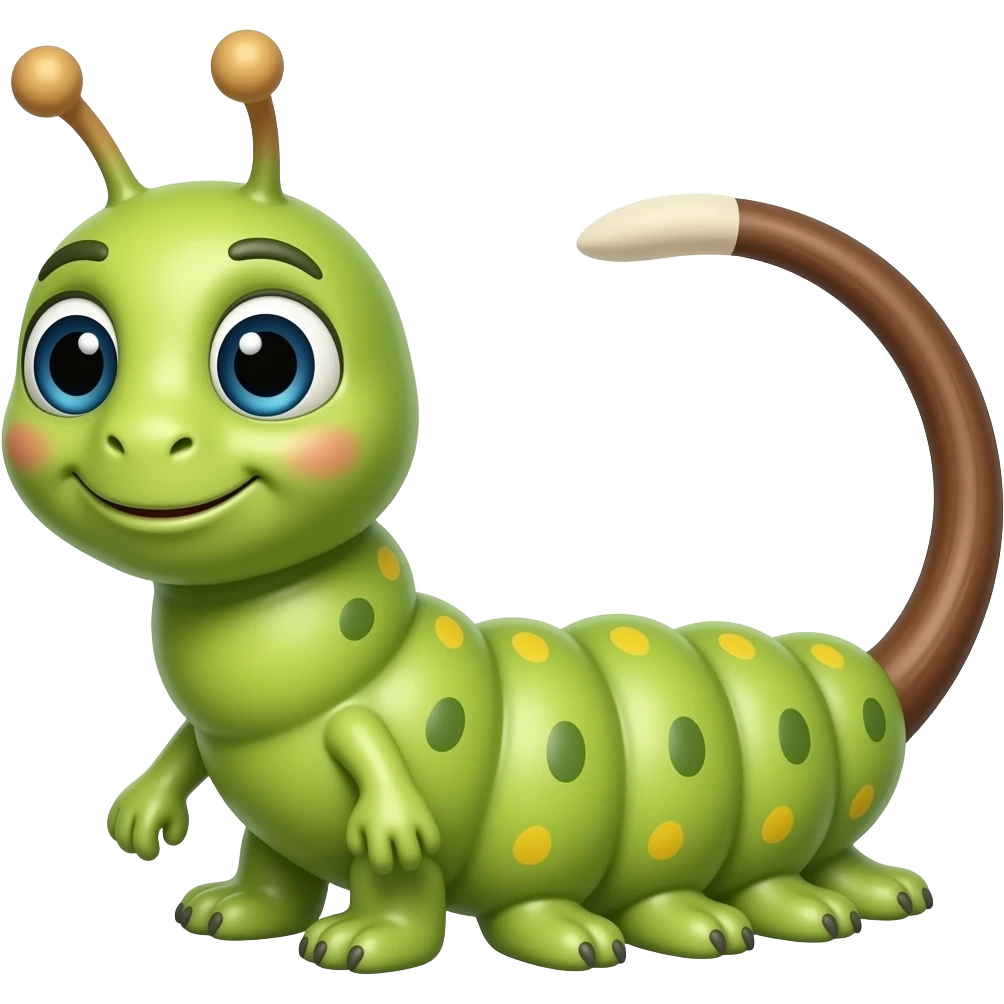 Titus the caterpillar with a brown branch like tail emoji