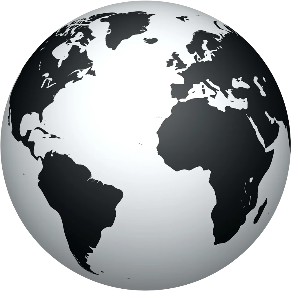 worldmap white  & black   sphere globe presentation emoji