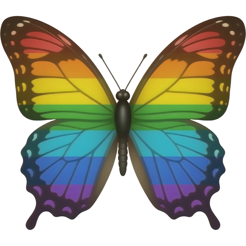 Make a butterfly as rainbow emoji