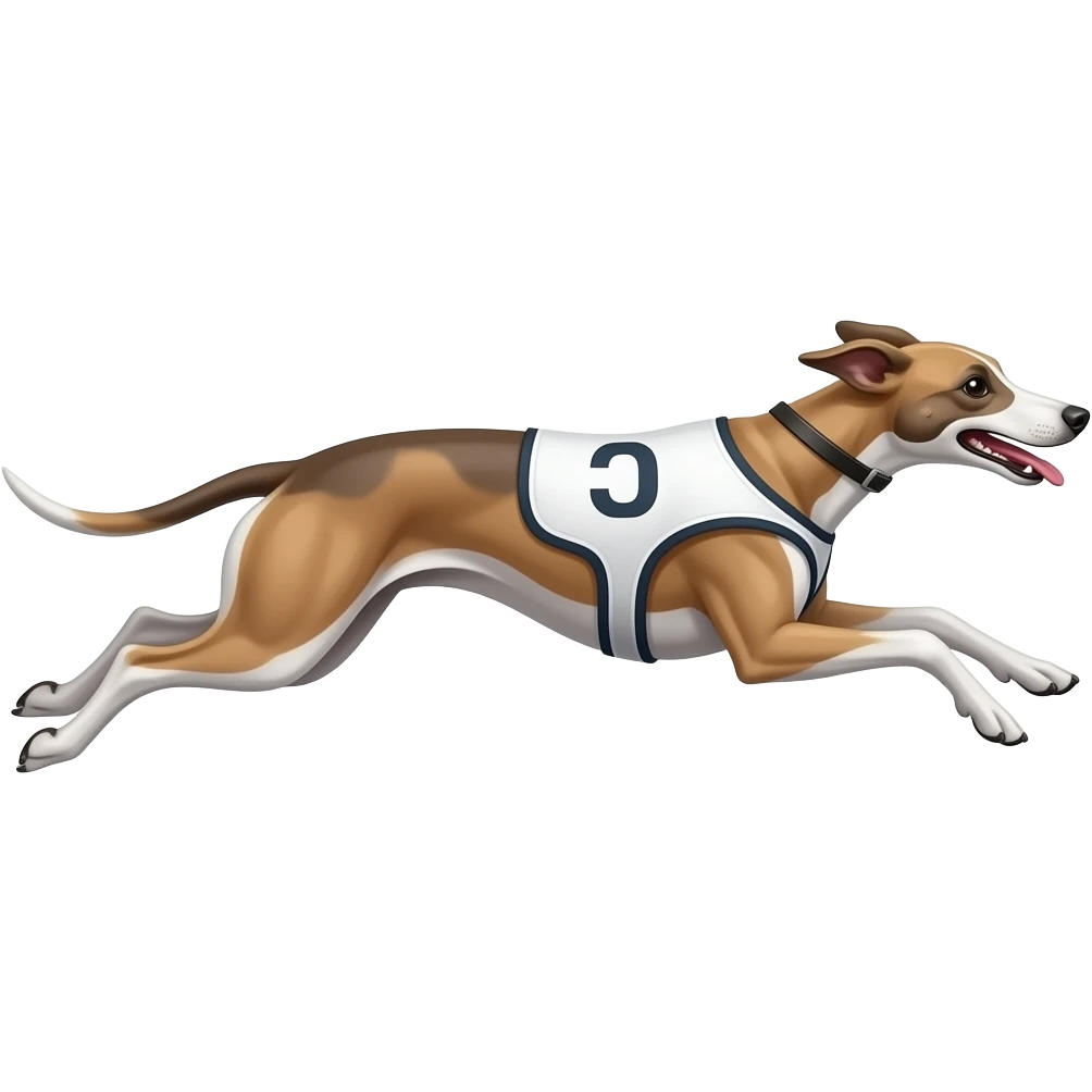 greyhound racing, with a bib emoji