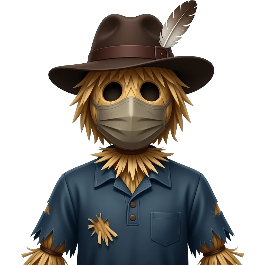 The Scarecrow from Oz Series with dark blue outfit, dark brown hat emoji