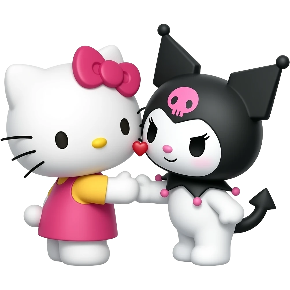 Hello kitty qui fais un bisous à kuromi emoji | AI Emoji Generator