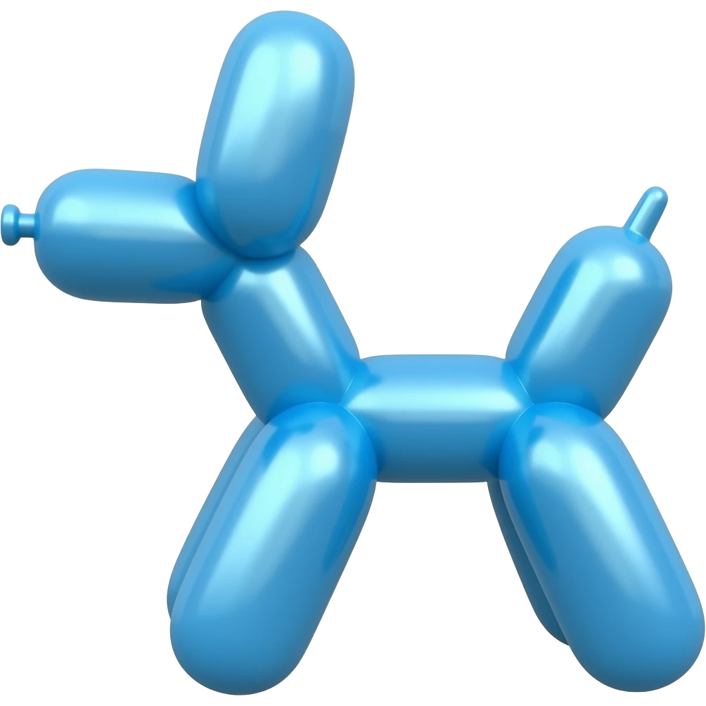 classic balloon dog, basic, no face, color blue emoji