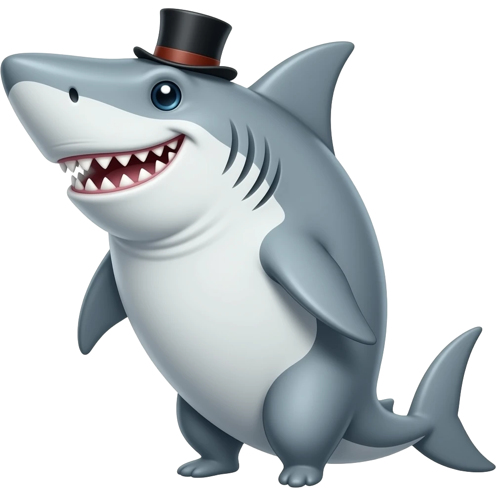 Shark with a top hat emoji