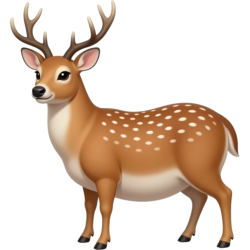 A female deer’s stomach gets massively large and heavy,she ate too much,now the deer/doe is obese,even her big belly has a bit of wobble. emoji