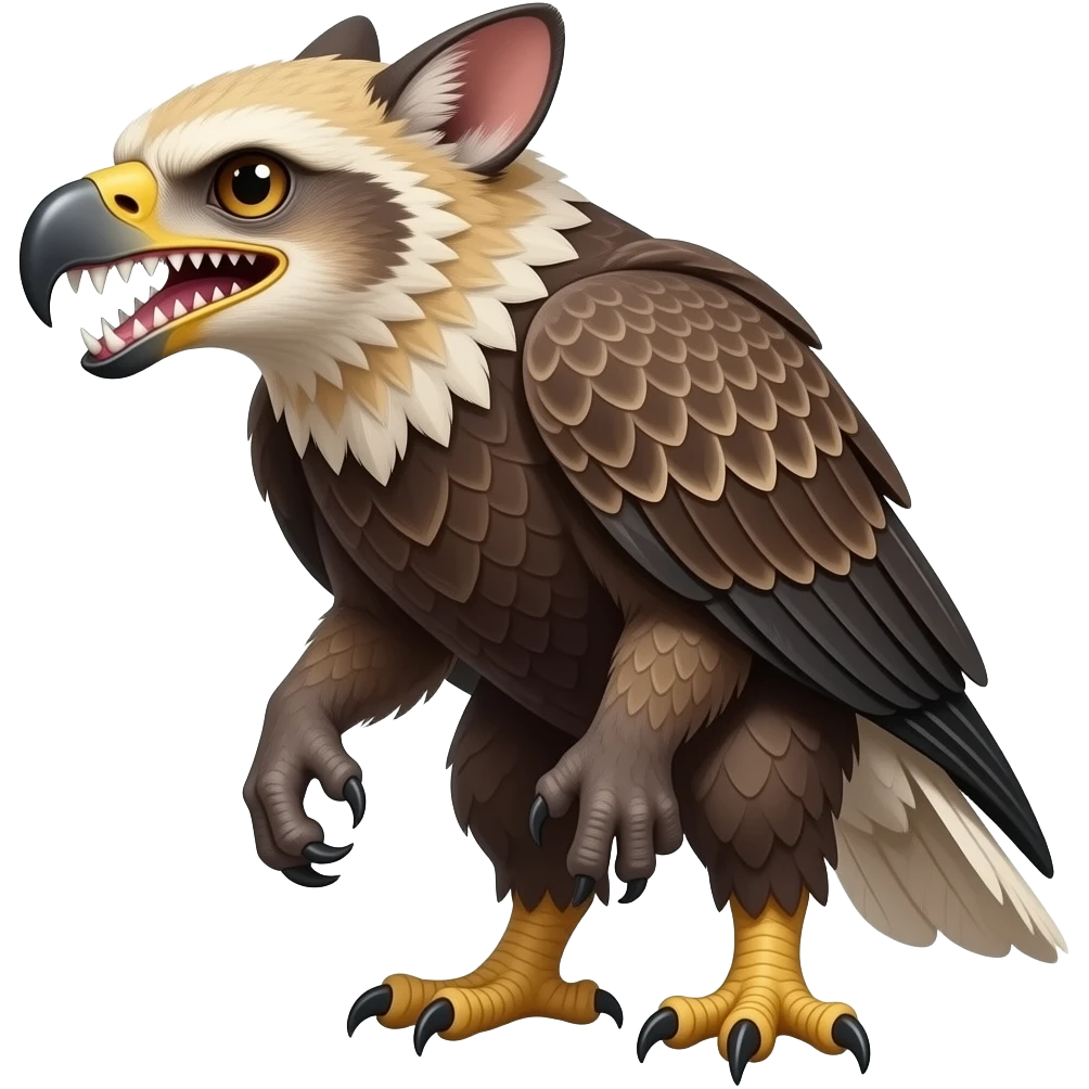 edgy pasiley mutant eagle-gryphon-civet-genet-hybrid with sharp long saber teeth emoji