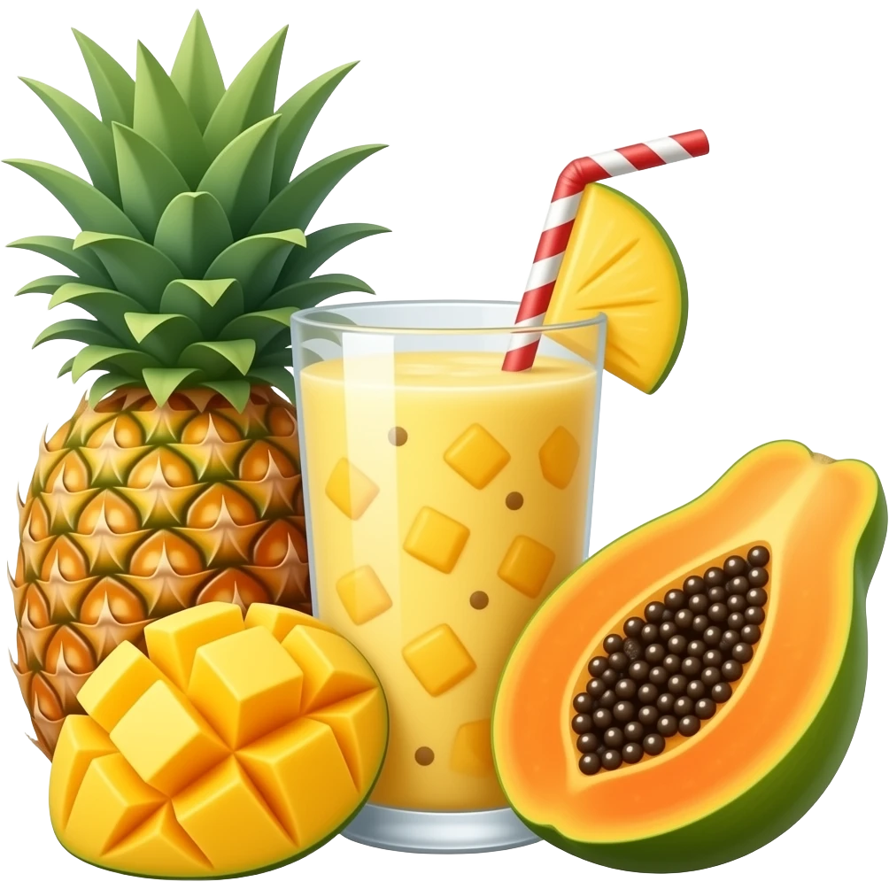 Pineapple mango and papaya smoothie emoji